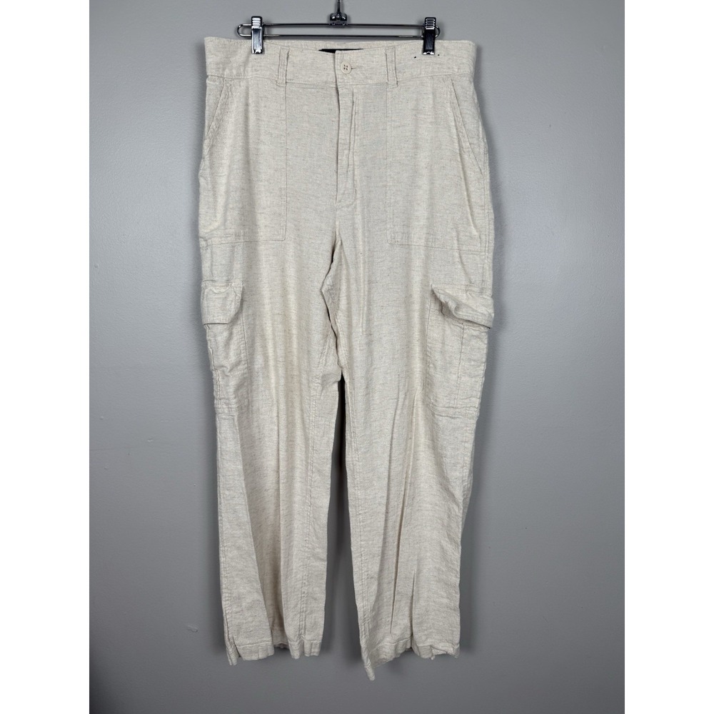 Hollister Ultra High-Rise Vintage Baggy Linen Blend Costal Cargo Pants Lounge LG